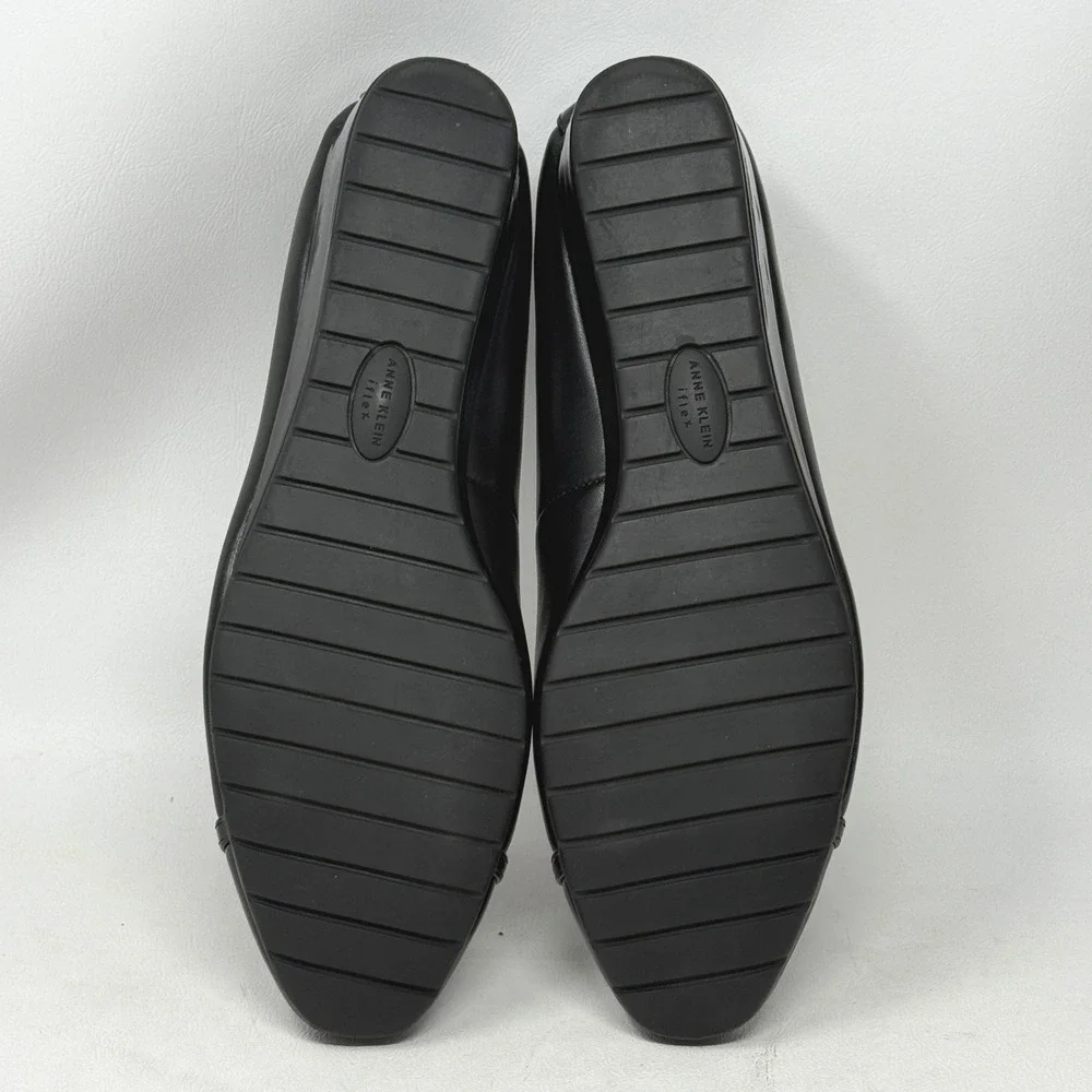 Anne Klein Marion Black Wedge Pumps Patent Shoe Women 9.5M Preppy Office Minimal